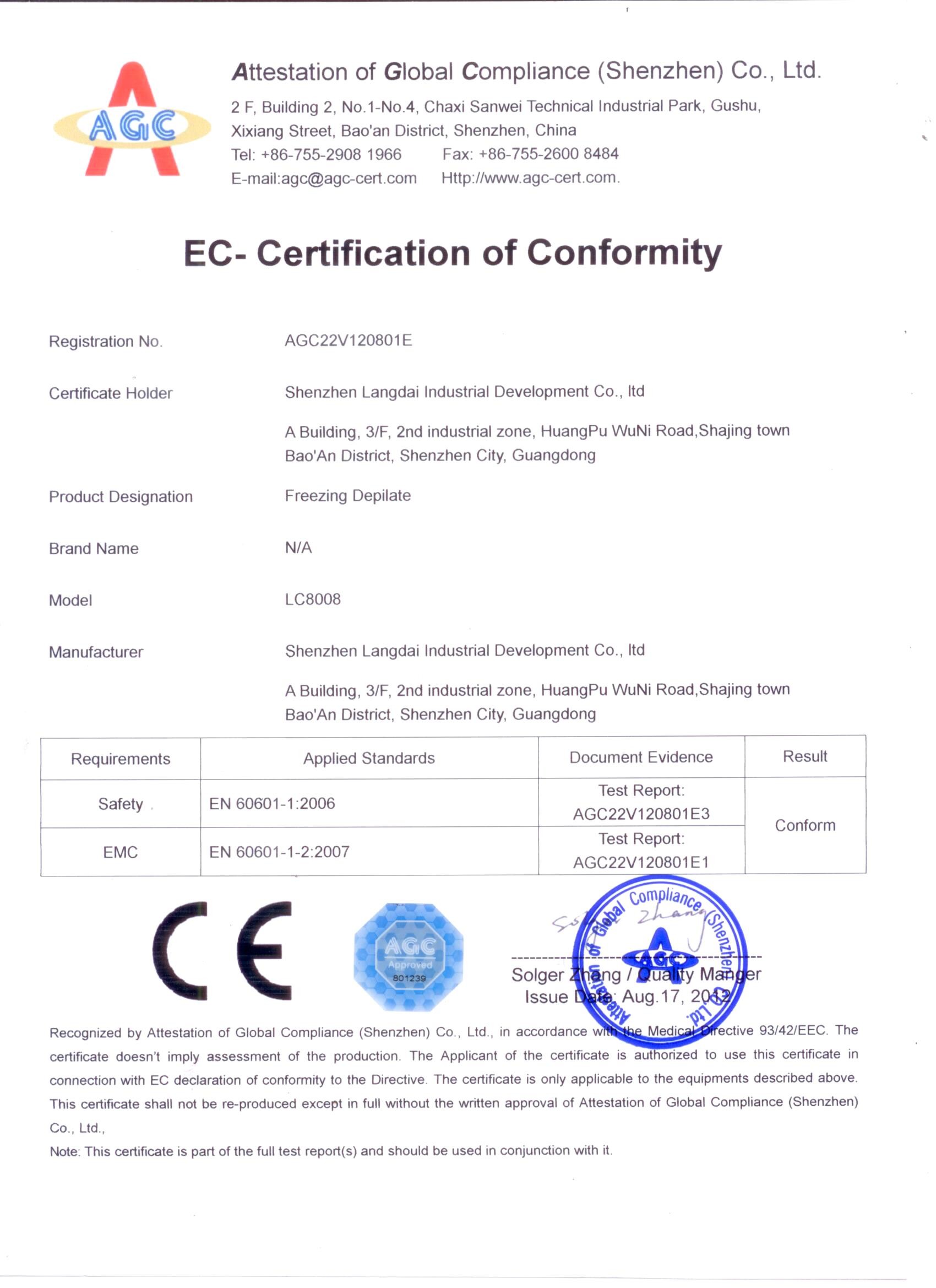 China Shenzhen Langdai Industrial Development Co., Ltd. Certificações